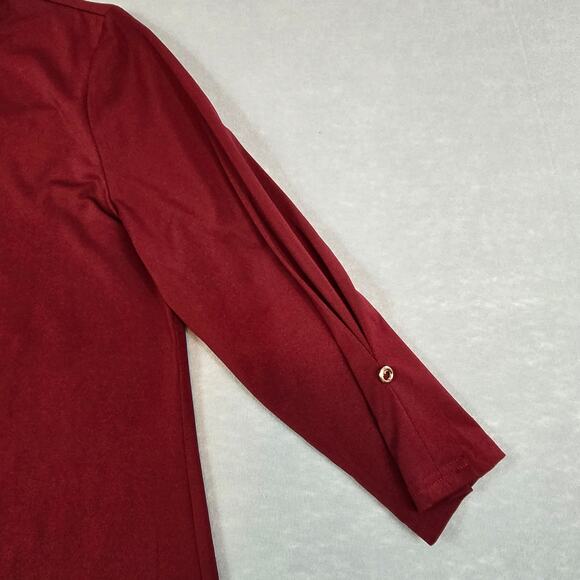 Gaharu Women's Whimsy Polyester Burgandy V-Neck 3/4 Sleeve Flowy Top XL - Picture 5 of 14